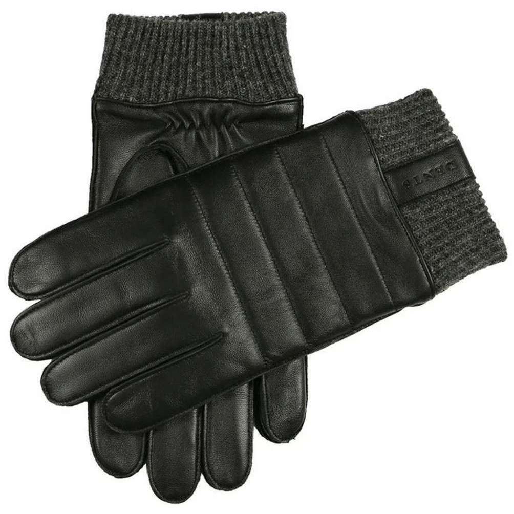 Dents Ribchester Touchscreen Leather Gloves - Black/Charcoal