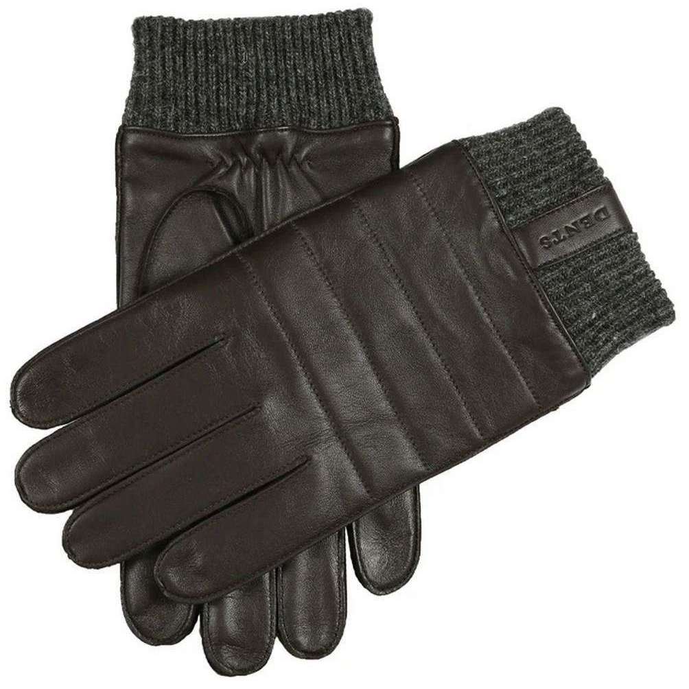 Dents Ribchester Touchscreen Leather Gloves - Brown/Charcoal