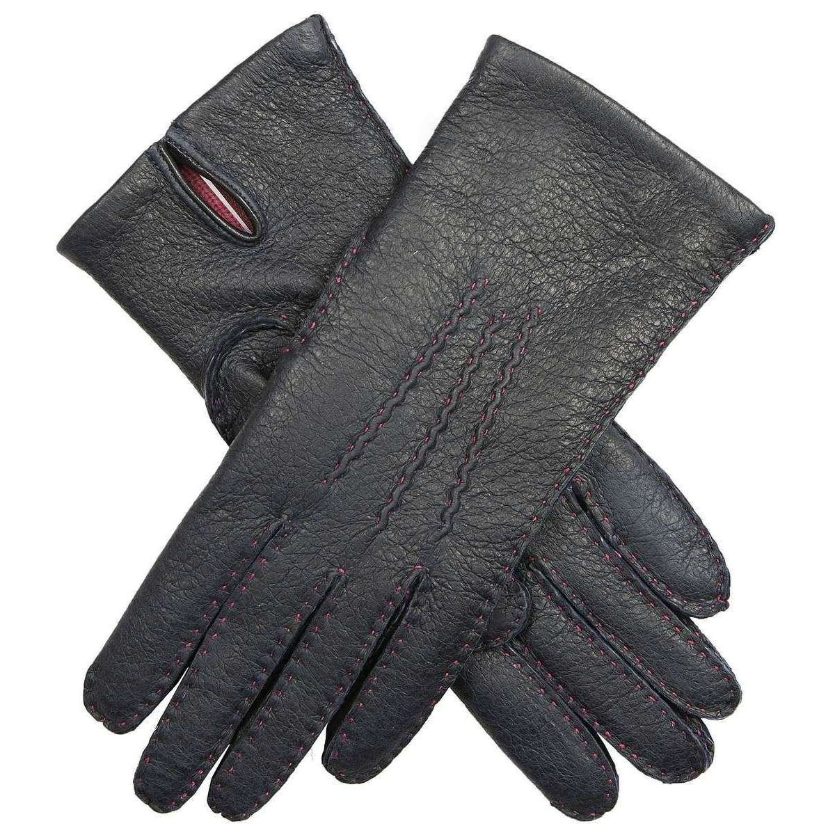 Dents Sudeley Cashmere Lined Gloves - Navy/Rose Pink