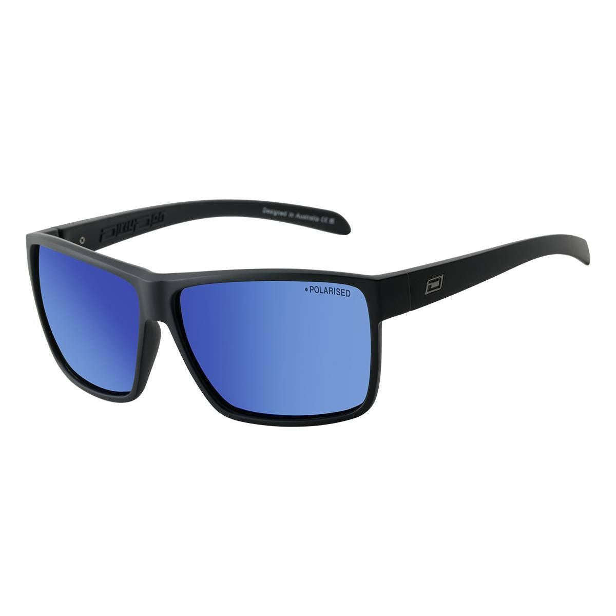 Dirty Dog Rackateer Satin Mirror Polarised Sunglasses - Black/Grey/Blue