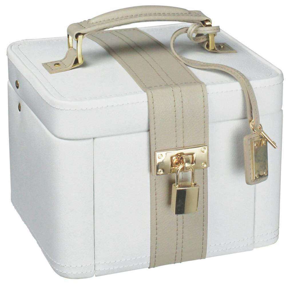 Dulwich Designs Two Tone Medium Jewellery Box - Light Cream/Mink