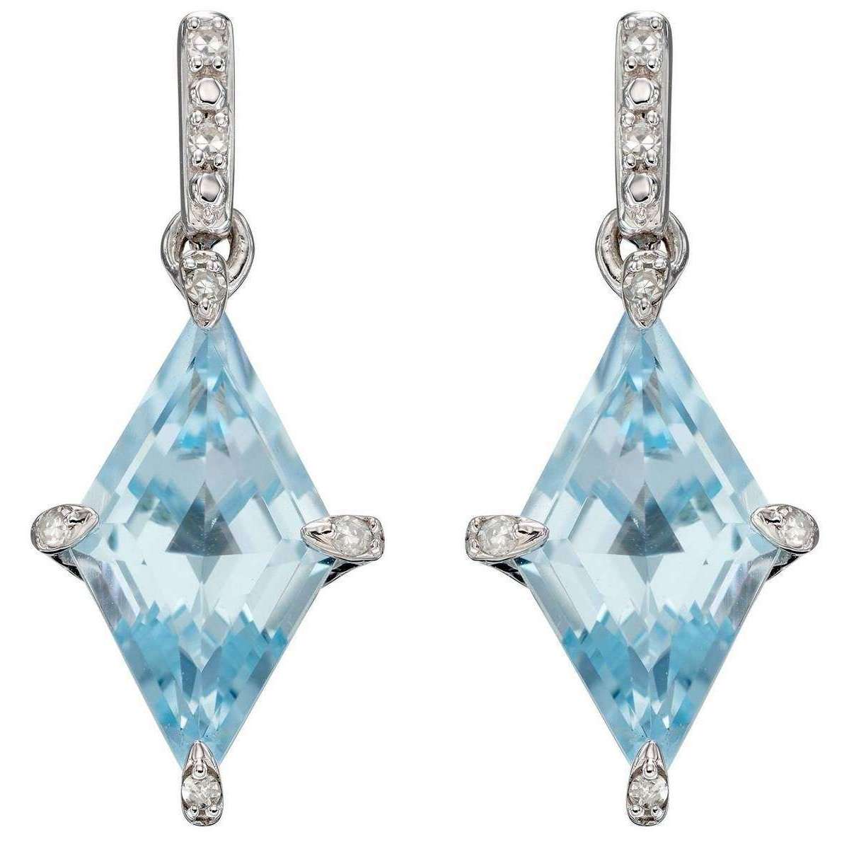 Elements Gold Kite Shaped Topaz Earrings - Blue/White Gold