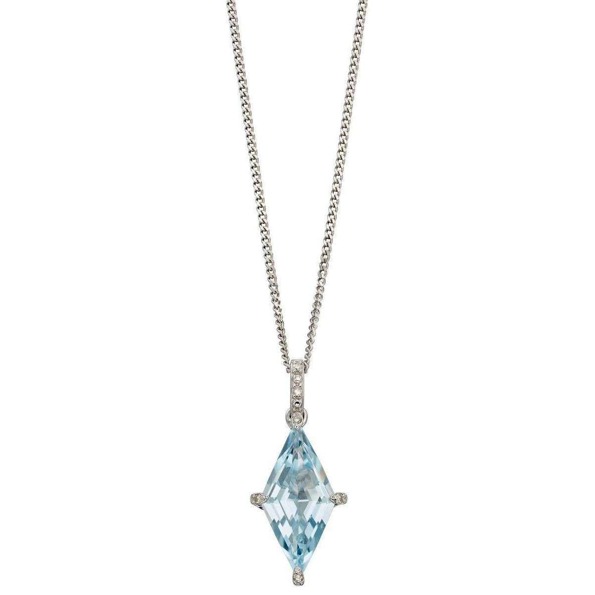 Elements Gold Kite Shaped Topaz Pendant - Blue/White Gold