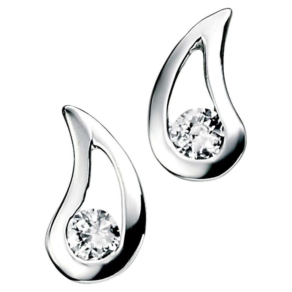 Elements Silver Cosmic Cubic Zirconia Teardrop Earrings - Silver