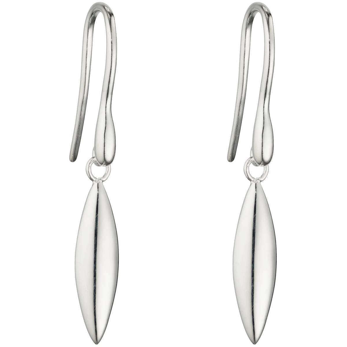 Elements Silver Navette Shaped Drop Earrings - Silver