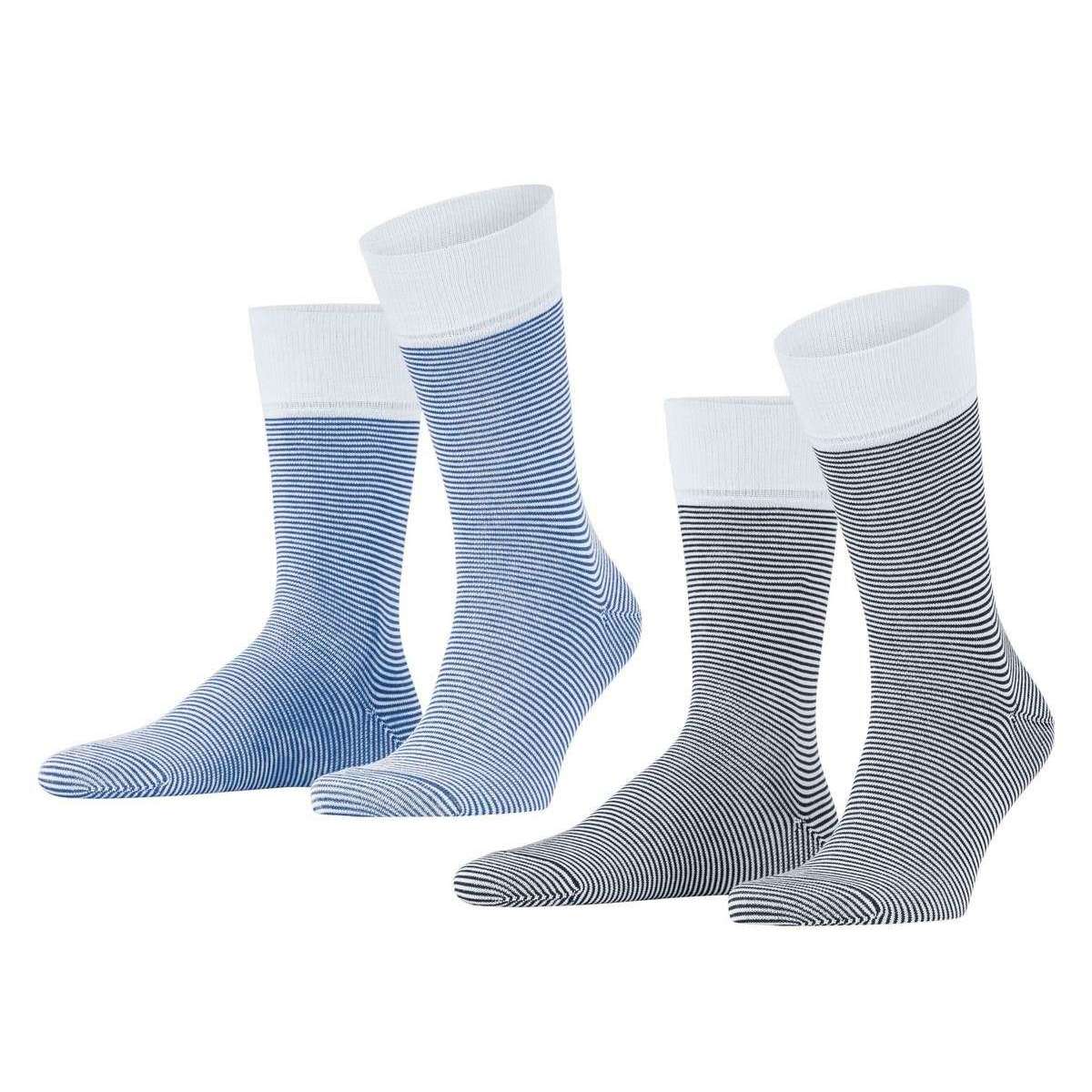 Esprit Allover Stripe 2 Pack Socks - Blue Mix