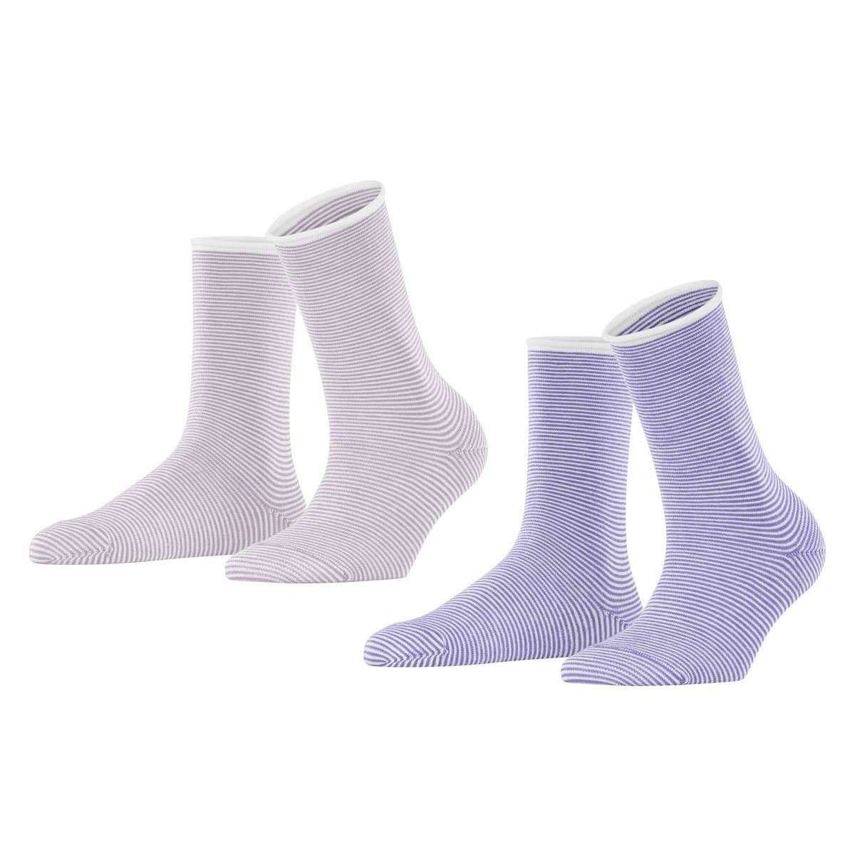Esprit Allover Stripe 2 Pack Socks - Lilac