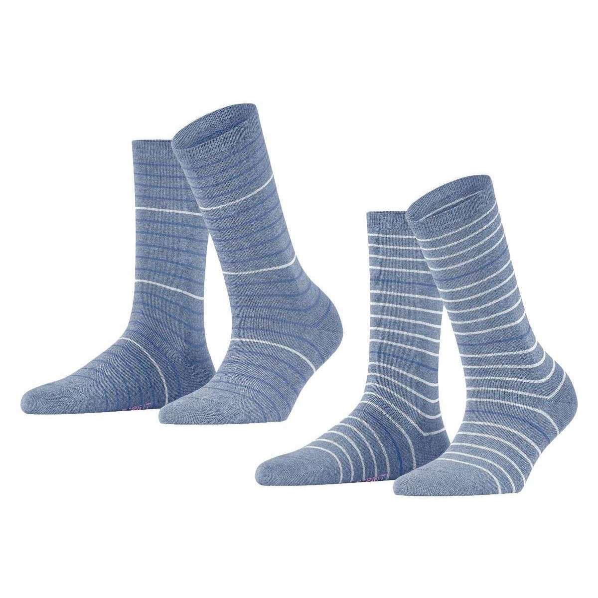 Esprit Fine Stripe 2 Pack Socks - Jeans Blue