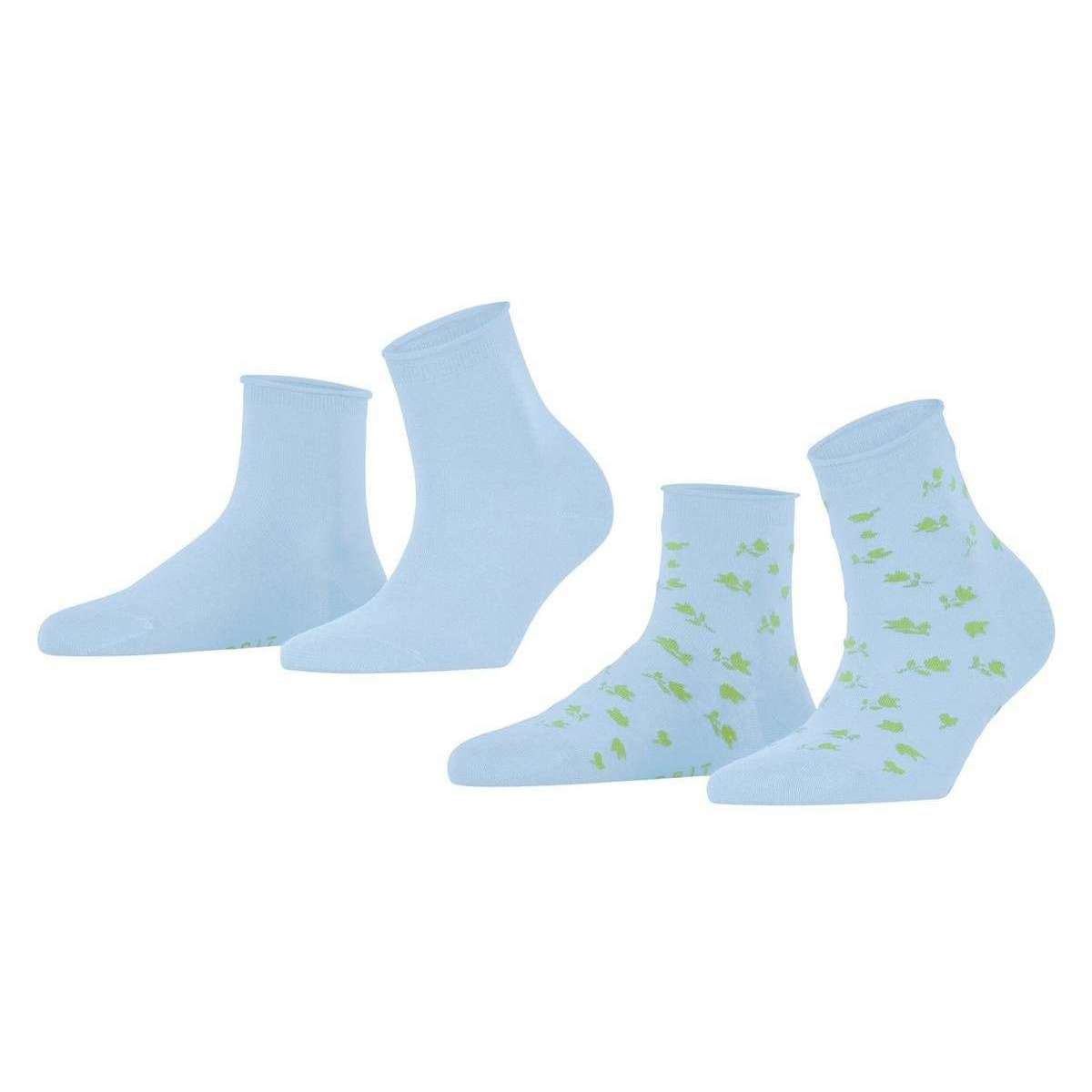 Esprit Mini Flower 2 Pack Short Socks - Cloud Blue