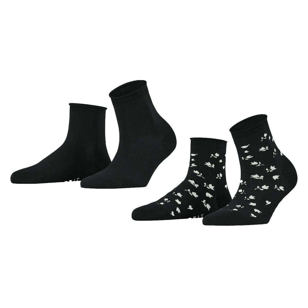 Esprit Mini Flower 2 Pack Socks - Black