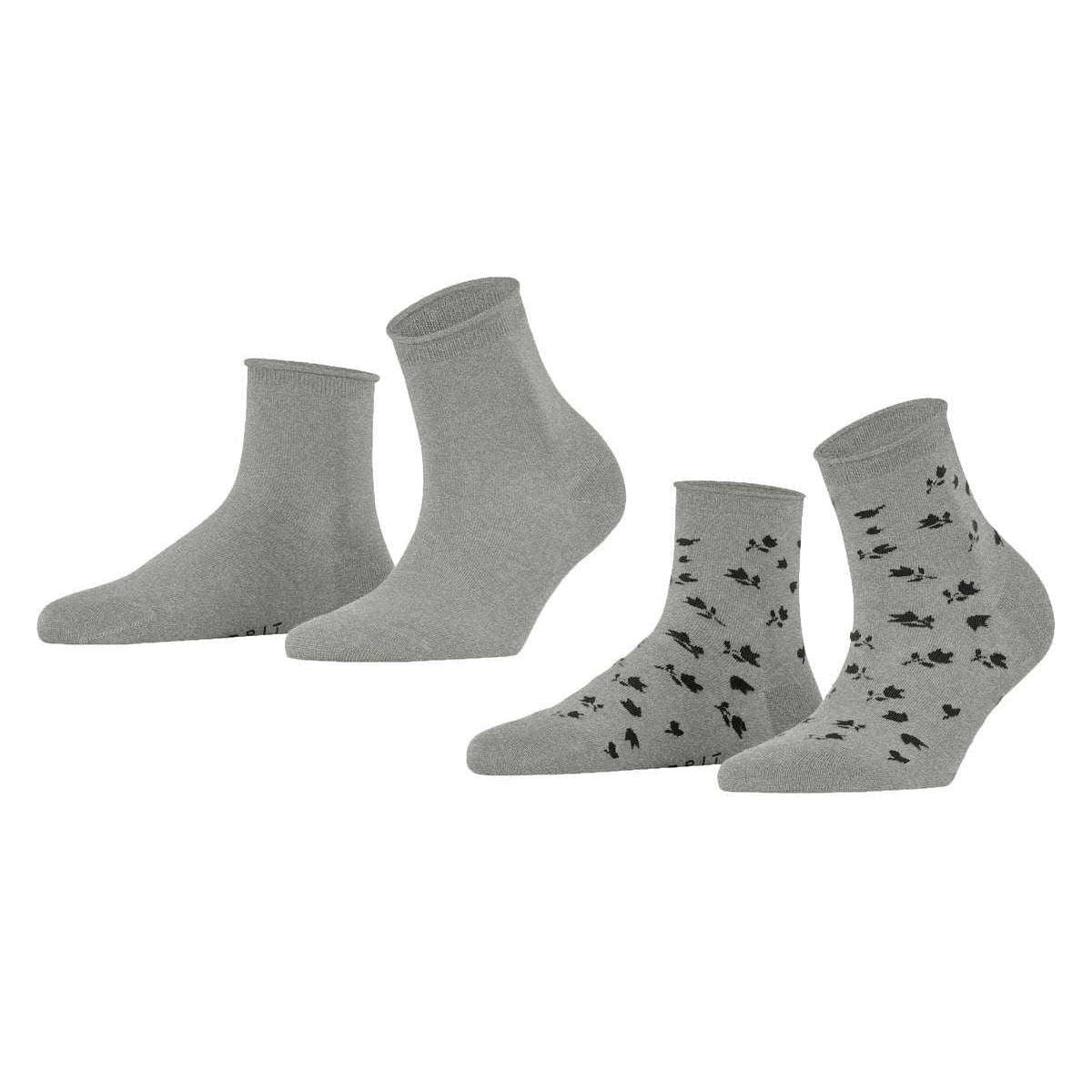 Esprit Mini Flower 2 Pack Socks - Light Grey