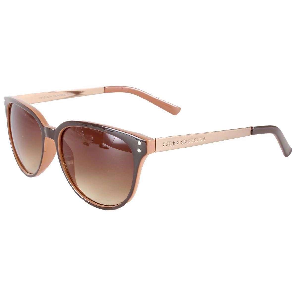 French Connection Small Round Glamour Sunglasses - Brown Tort