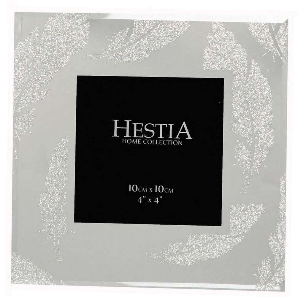 Hestia Glitter Feather Photo Frame 4x4 - Silver