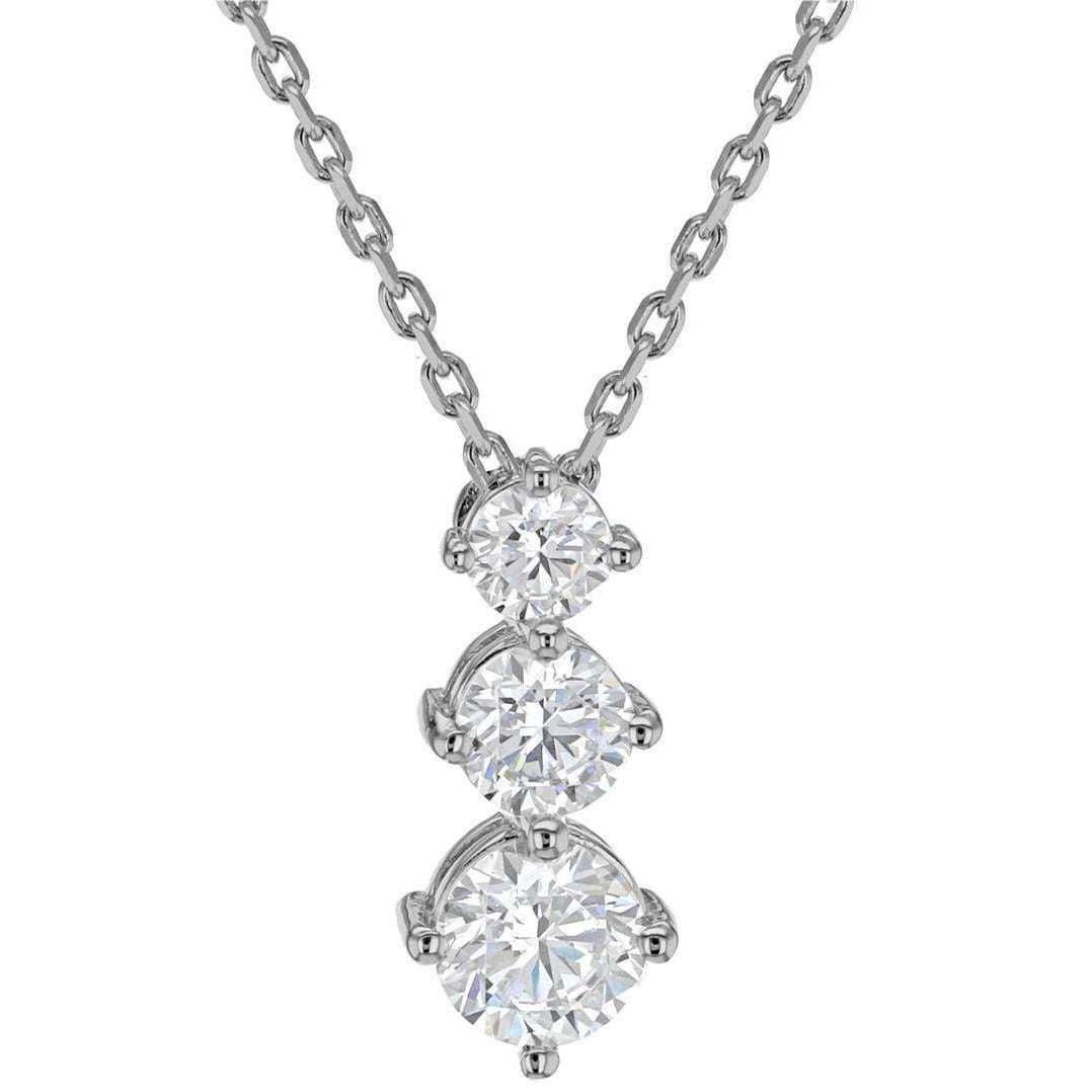 KJ Beckett Trilogy Cubic Zirconia Pendant Necklace - Silver