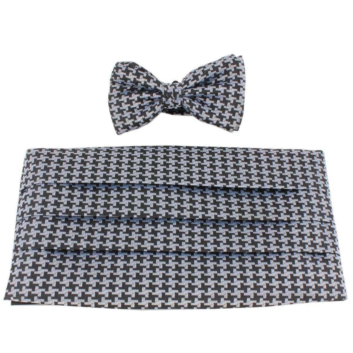 Knightsbridge Neckwear Bow Tie and Cummerbund Set - Black/Grey