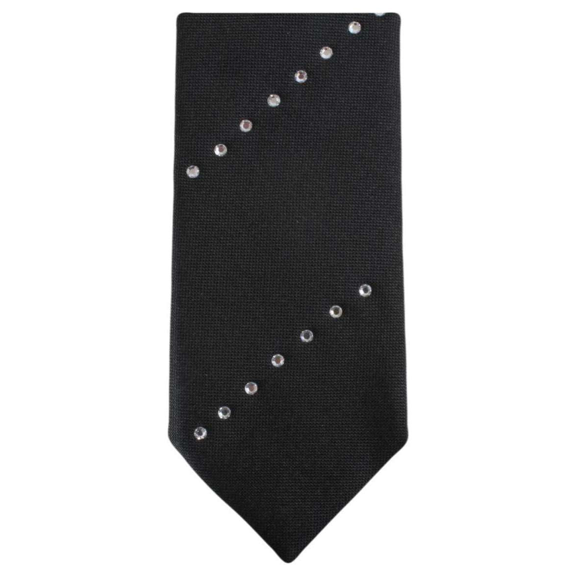 Knightsbridge Neckwear Diagonal Diamante Skinny Tie - Black/Silver
