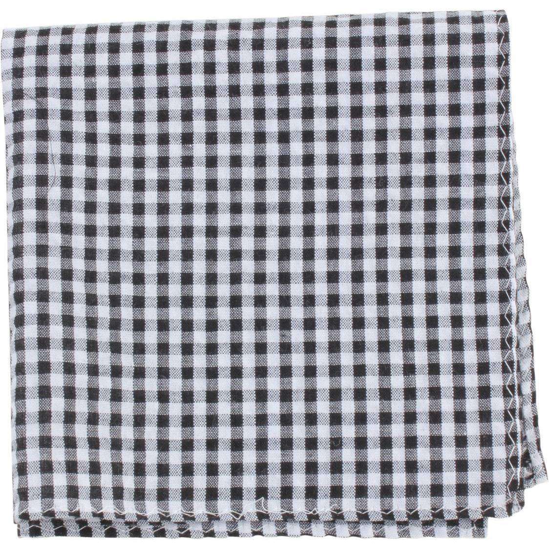 Knightsbridge Neckwear Gingham Checked Cotton Pocket Square - Black/White