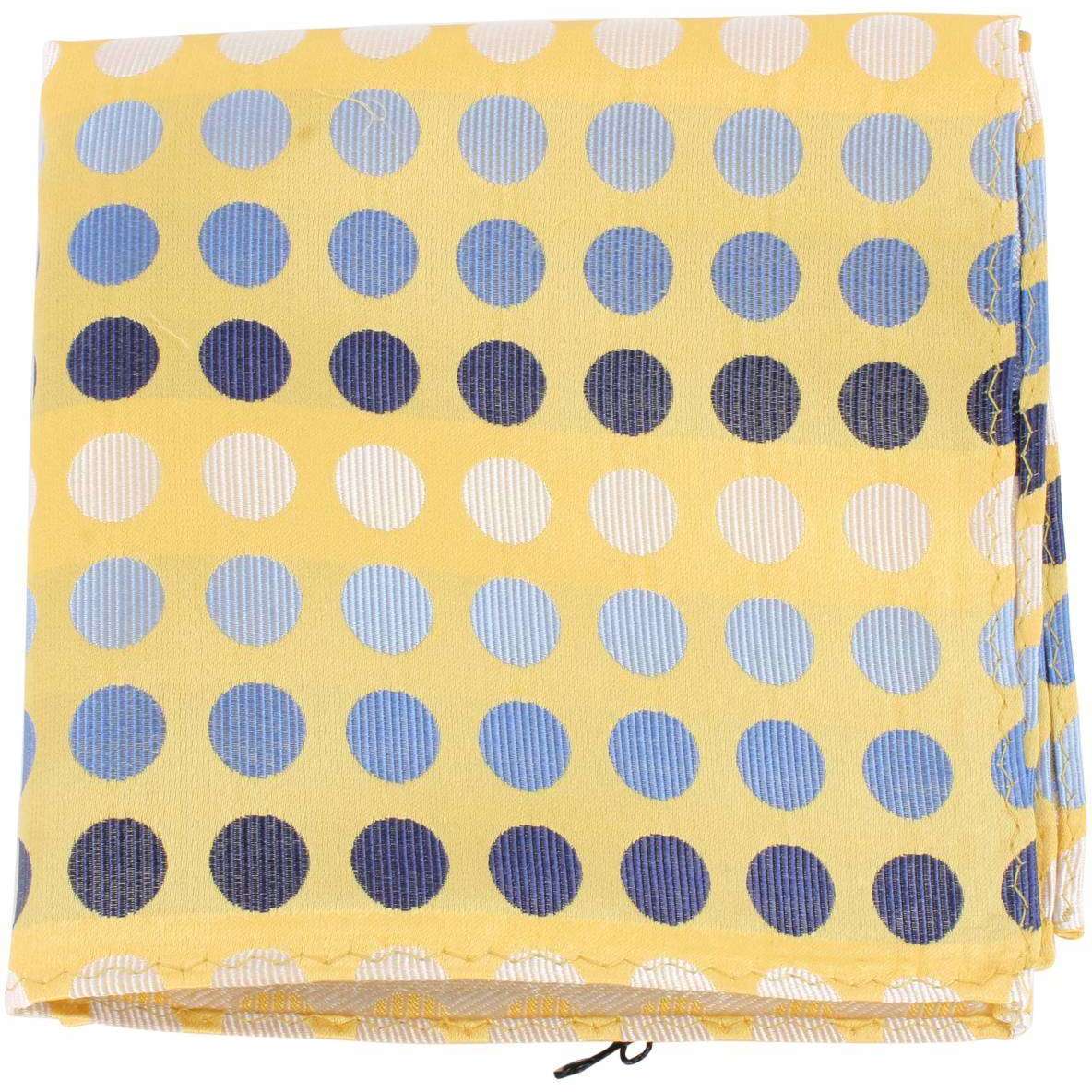 Knightsbridge Neckwear Multi Spot Silk Pocket Square - Yellow/Blue