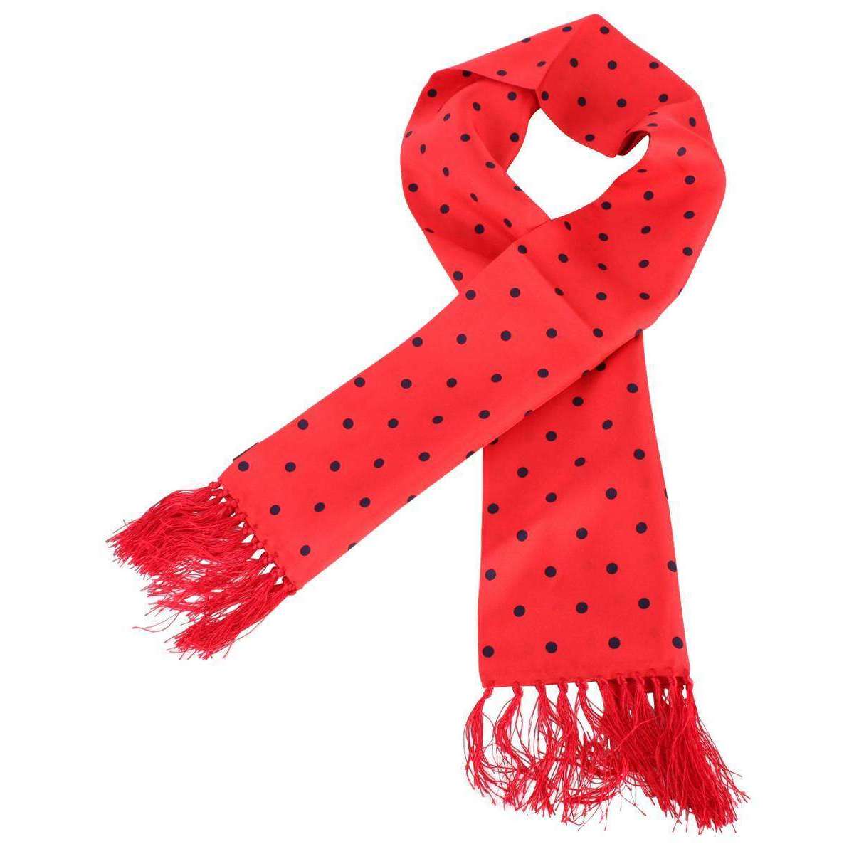 Knightsbridge Neckwear Polka Dot Aviator Silk Scarf - Red/Black