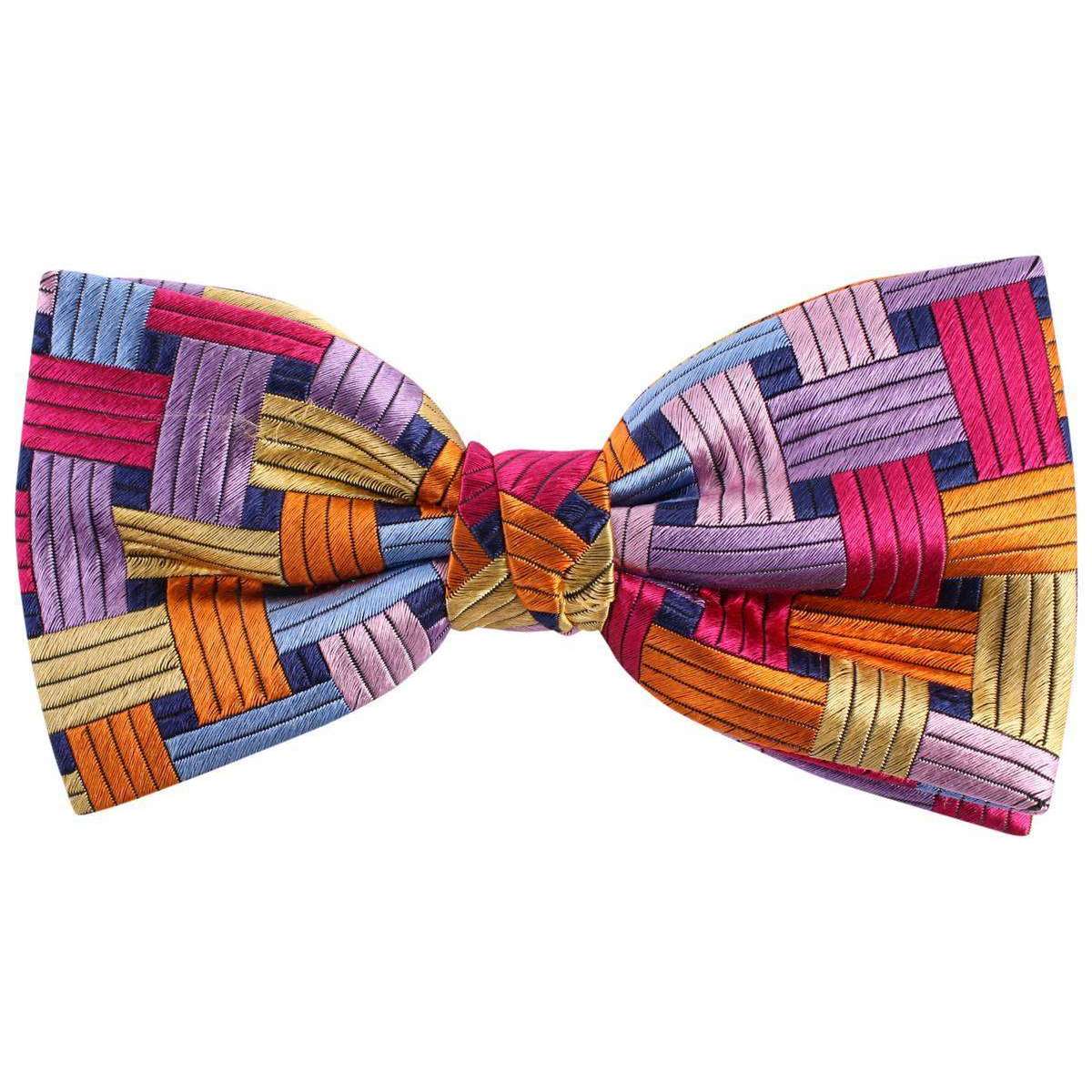 Knightsbridge Neckwear Rectangles Silk Bow Tie - Multi-colour