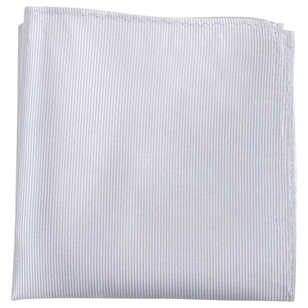 Knightsbridge Neckwear Ribbed Silk Pocket Square - Silver