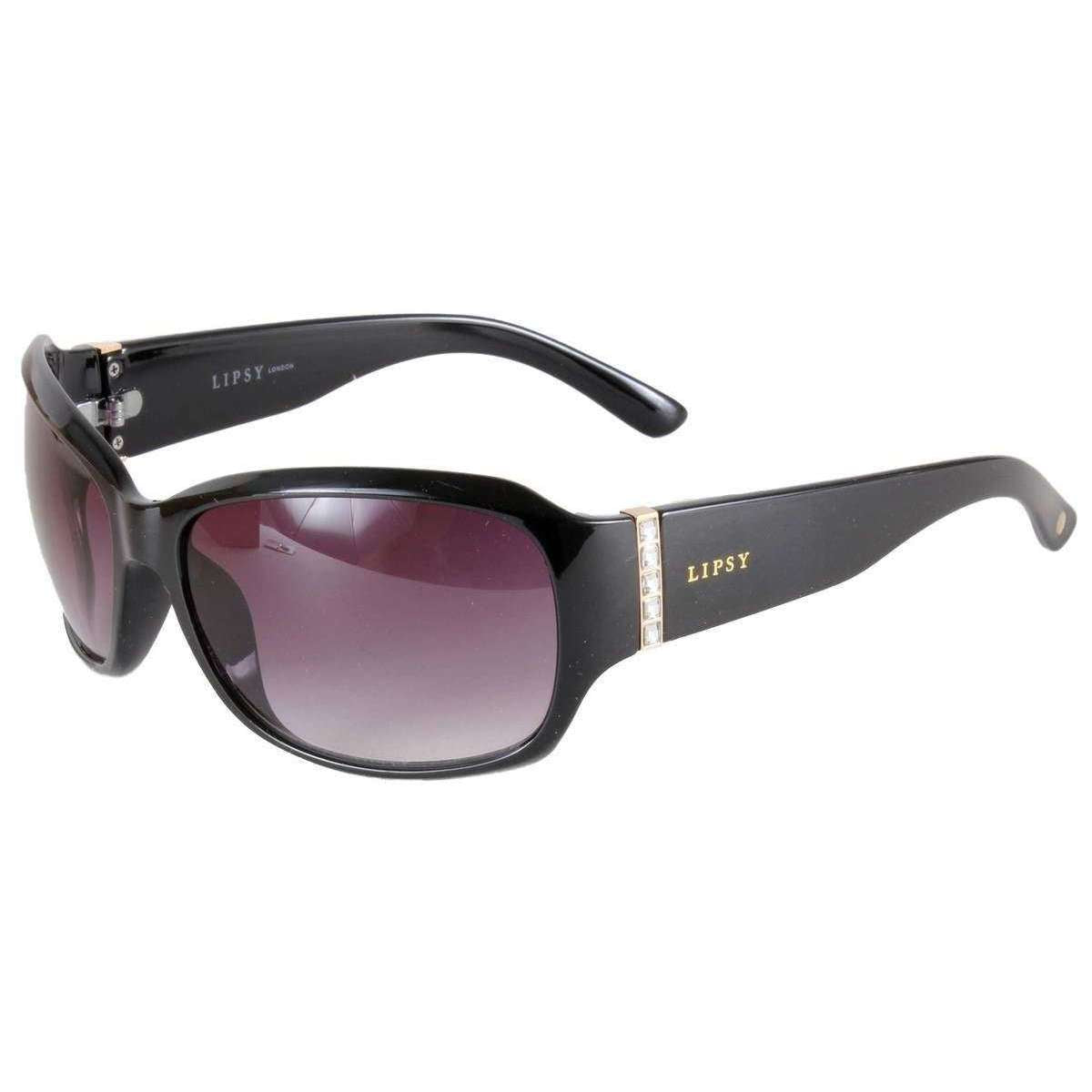 Lipsy London Rectangle Wrap Sunglasses - Shiny Black