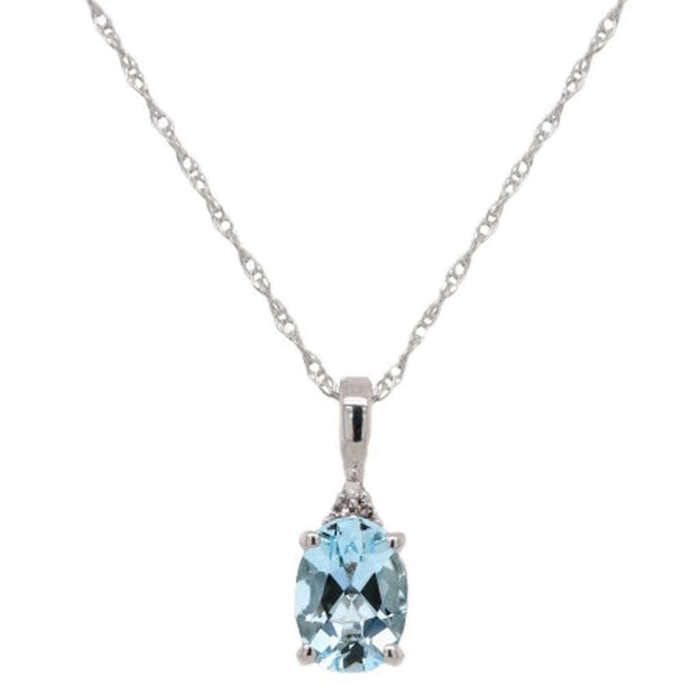 Mark Milton Aquamarine Oval Pendant - White Gold/Blue