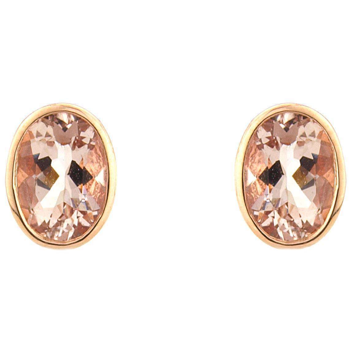 Mark Milton Large Oval Morganite Earrings - Rose Gold