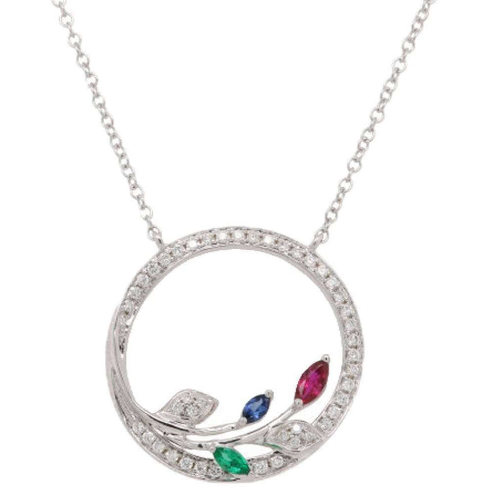 Mark Milton Leaf Circle Necklace - White Gold/Multi-colour