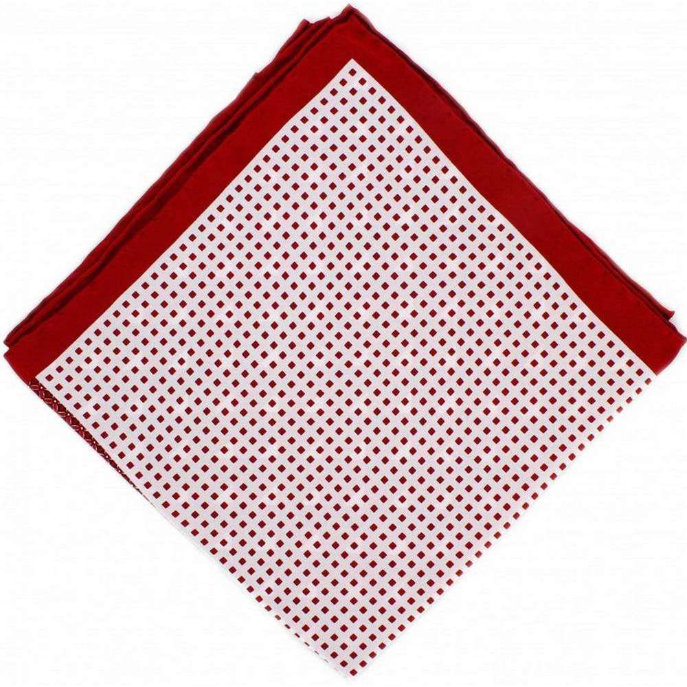 Michelsons of London 4 Pattern Silk Pocket Square - Red