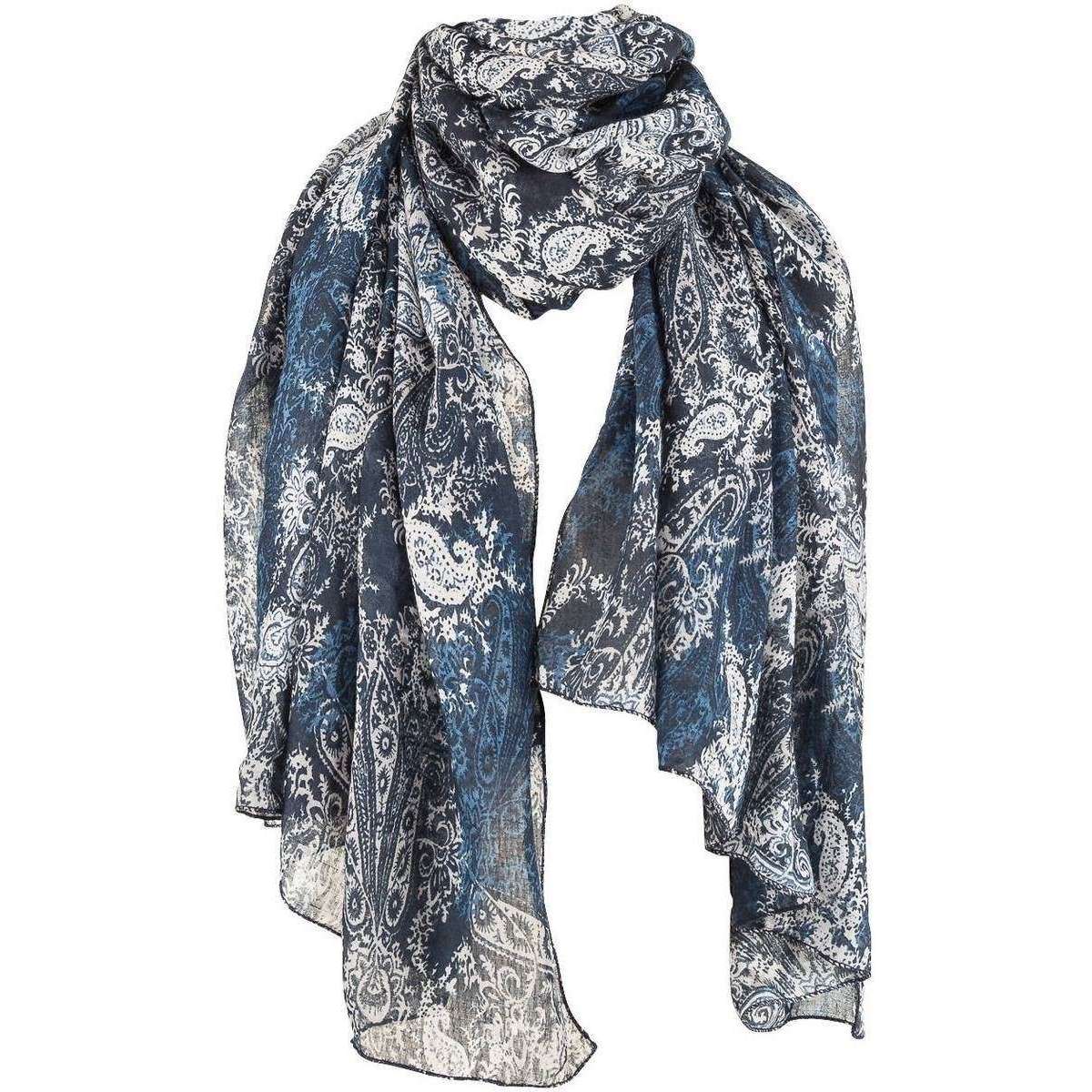 Michelsons of London Abstract Floral Paisley Scarf - Navy