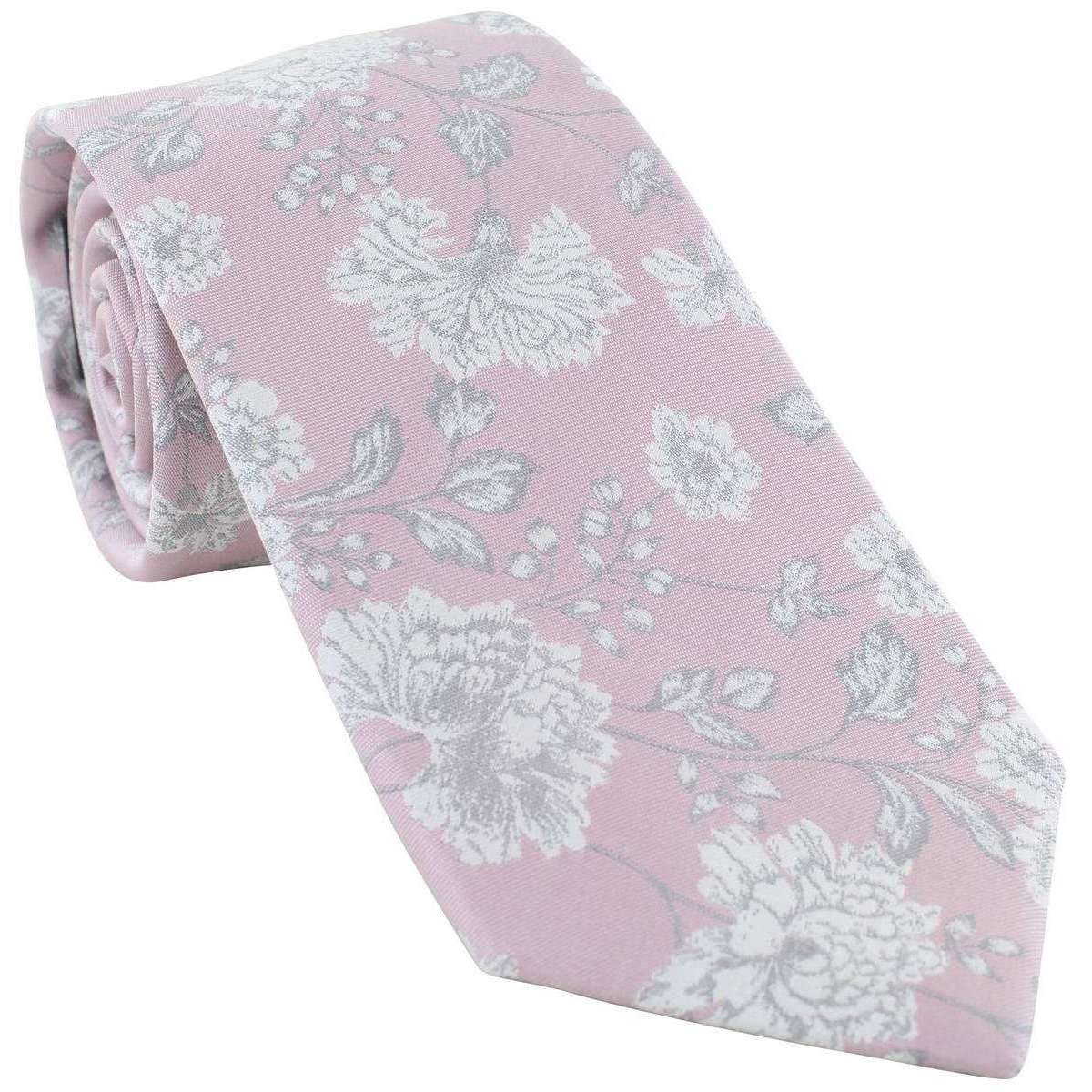 Michelsons of London Climbing Spring Floral Silk Tie - Dusty Pink/Silver