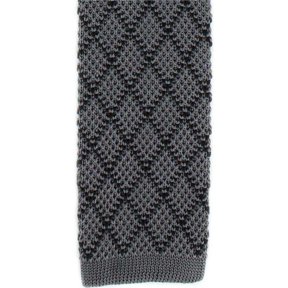 Michelsons of London Diamond Silk Knitted Skinny Tie - Charcoal/Black