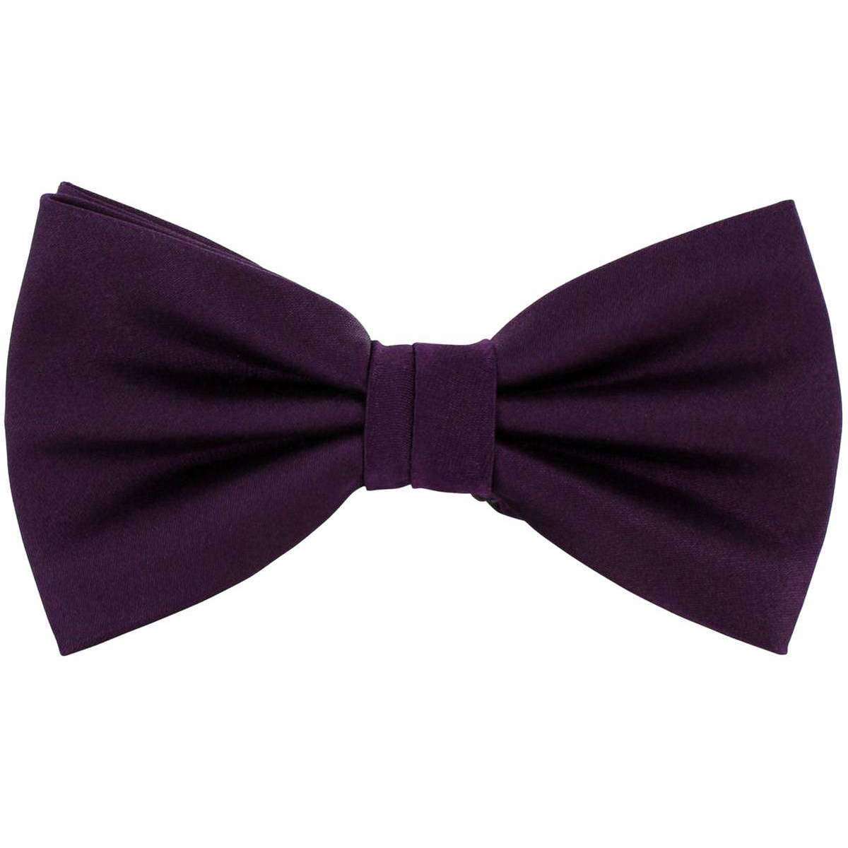 Michelsons of London Plain Silk Bow Tie - Purple