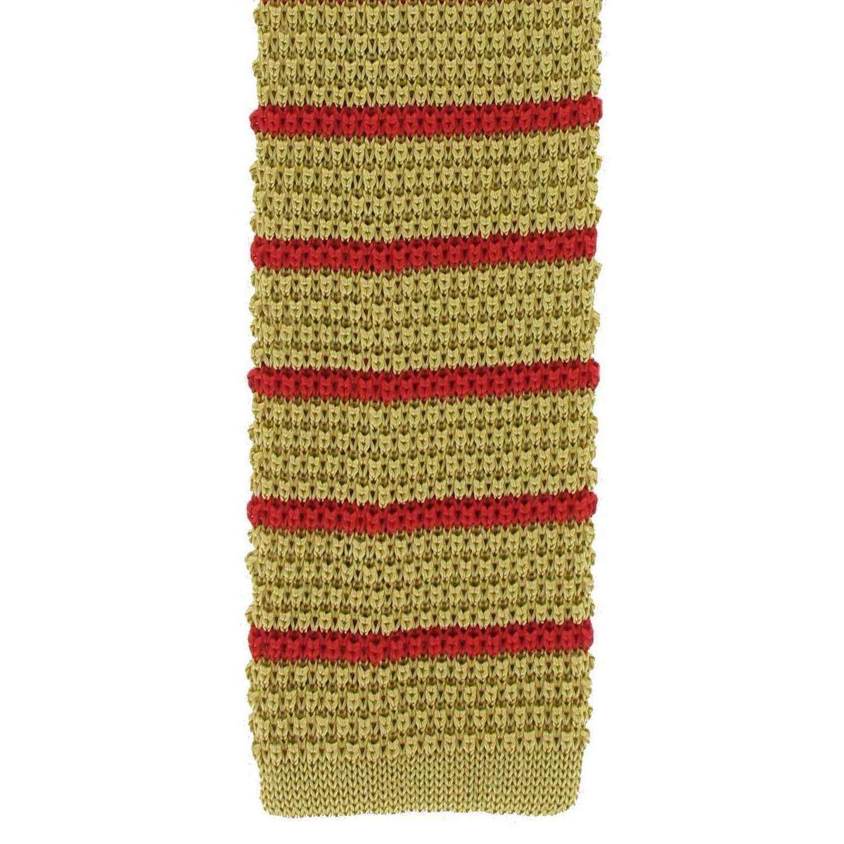 Michelsons of London Silk Knitted Striped Skinny Tie - Yellow/Red