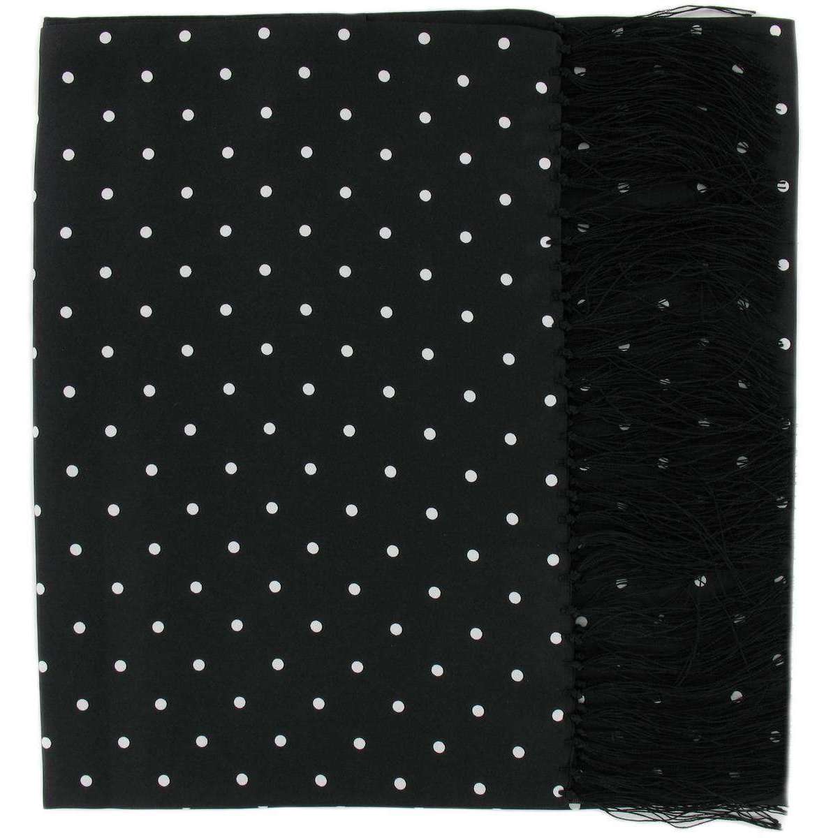 Michelsons of London Wide Polka Dot Silk Scarf - Black