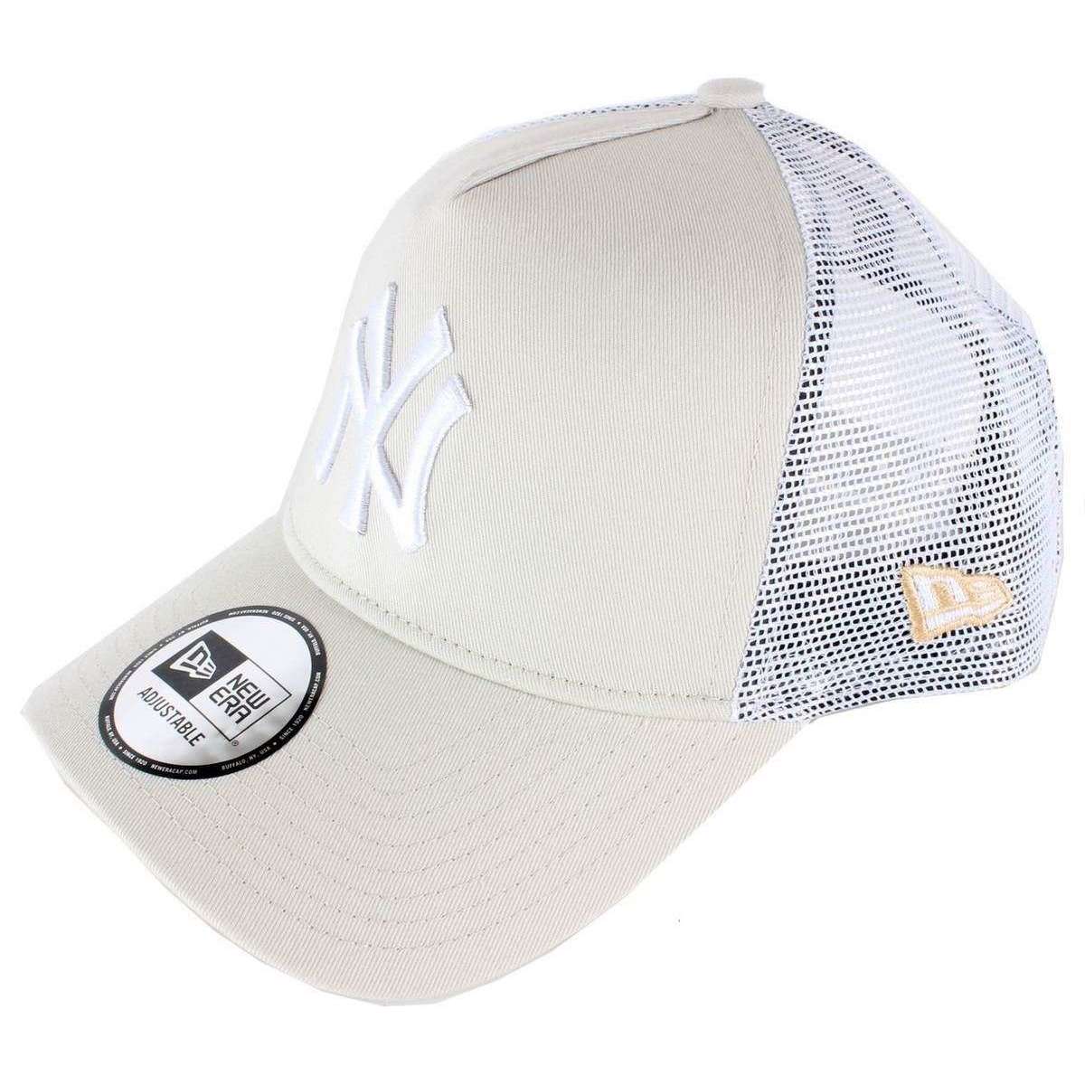 New Era 9FORTY New York Yankees A Frame Trucker Cap - Stone Beige/White