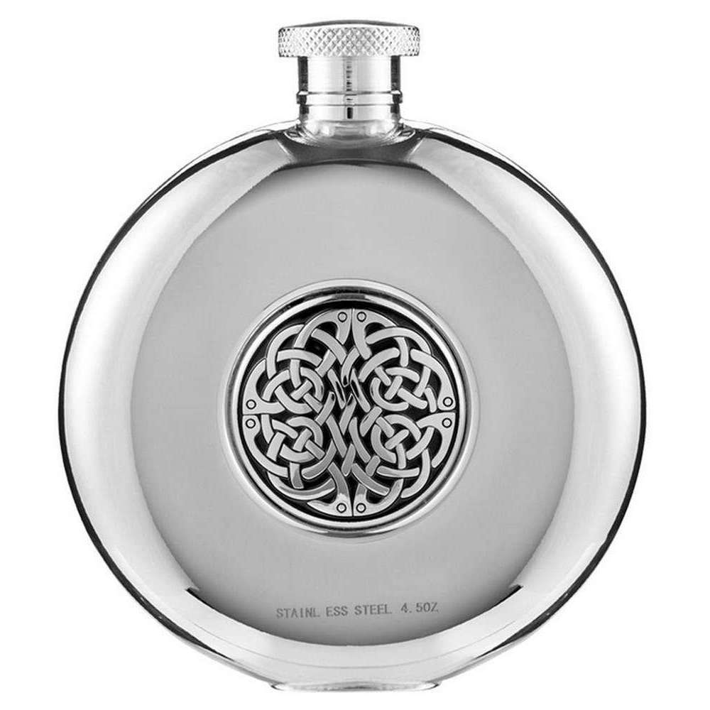 Orton West 4oz Celtic Porthole Hip Flask - Silver