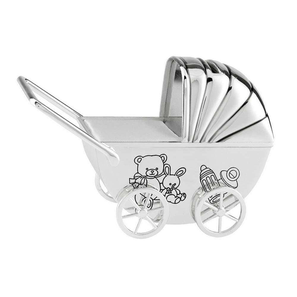 Orton West Baby Pram Money Box - Silver