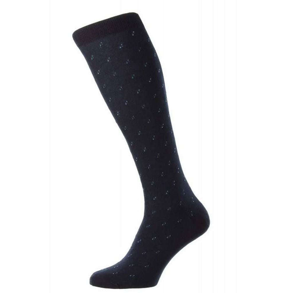 Pantherella Addison Cotton Fil D’Ecosse Over the Calf Socks - Navy