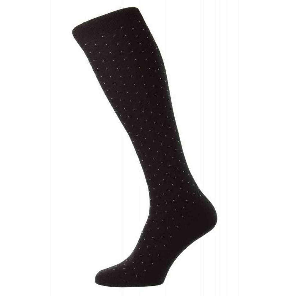 Pantherella Gadsbury Cotton Fil D’Ecosse Over the Calf Socks - Black