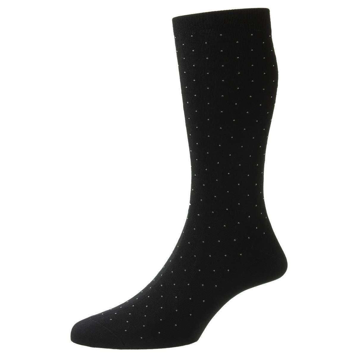 Pantherella Gadsbury Cotton Fil D’Ecosse Pin Dot Socks - Black