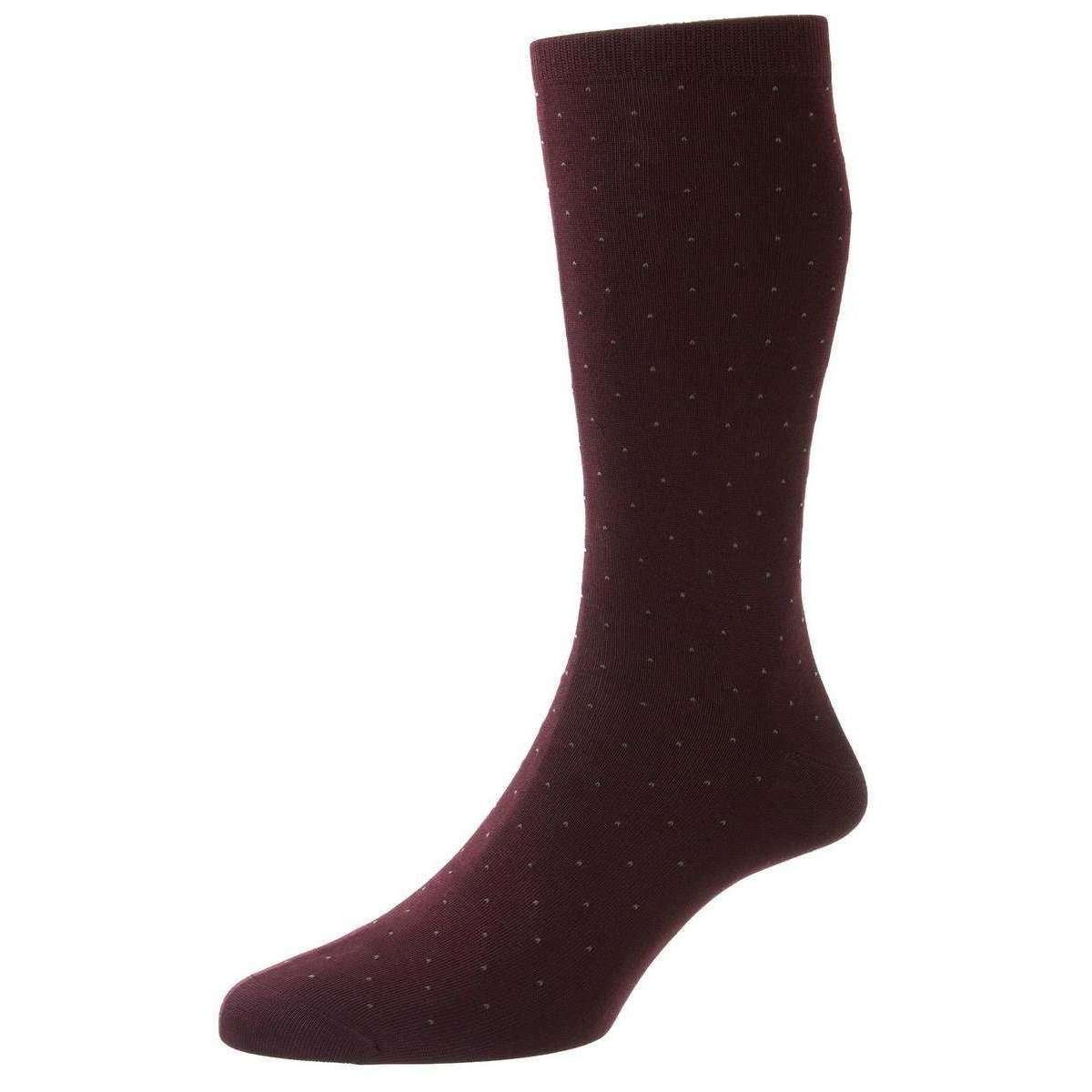 Pantherella Gadsbury Cotton Fil D’Ecosse Pin Dot Socks - Burgundy