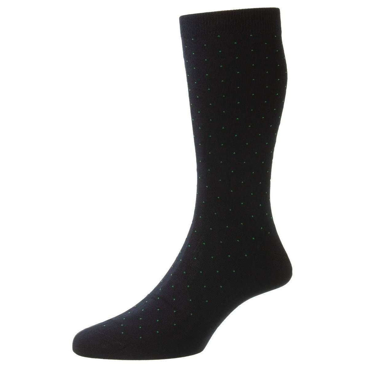 Pantherella Gadsbury Cotton Fil D’Ecosse Pin Dot Socks - Navy