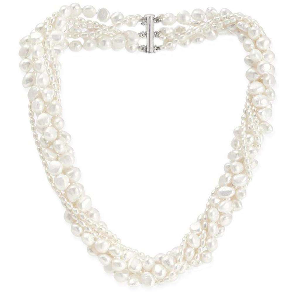 Pearls of the Orient 6 Strand Mixed Freshwater Pearl Necklace - White