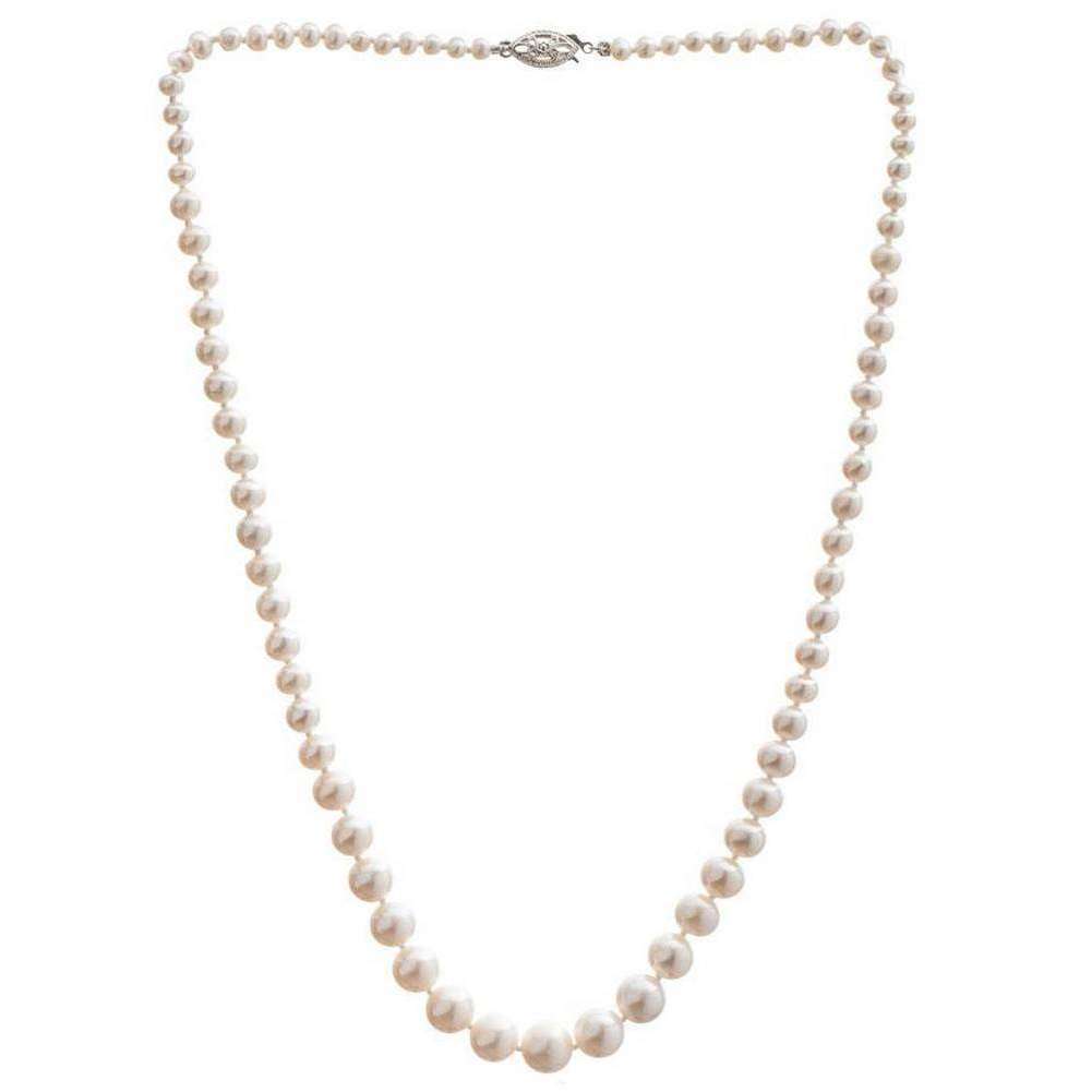 Pearls of the Orient Classic Graduated Cultured Freshwater Pearl Necklace - White