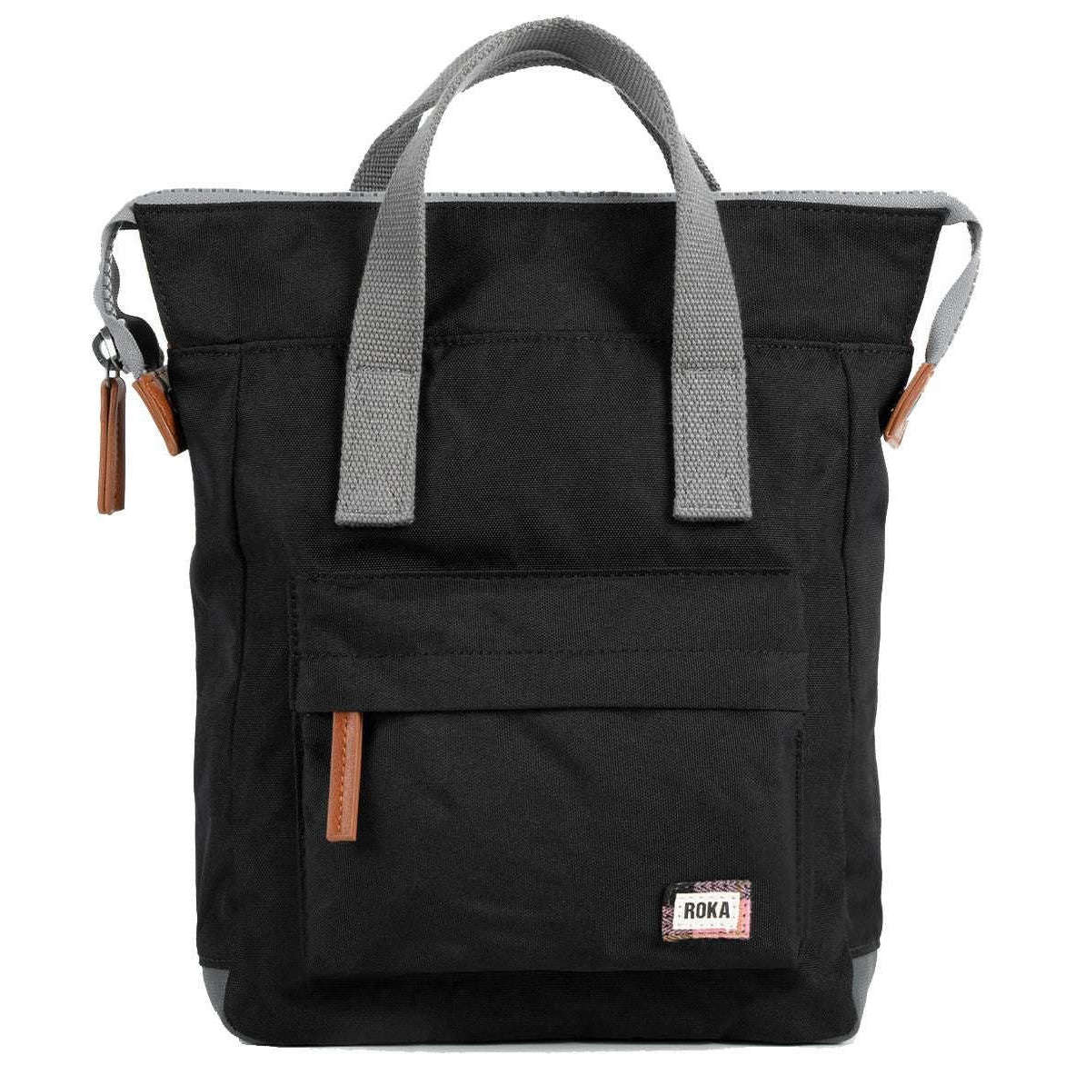 Roka Bantry B Small Sustainable Canvas Flannel Backpack - Black
