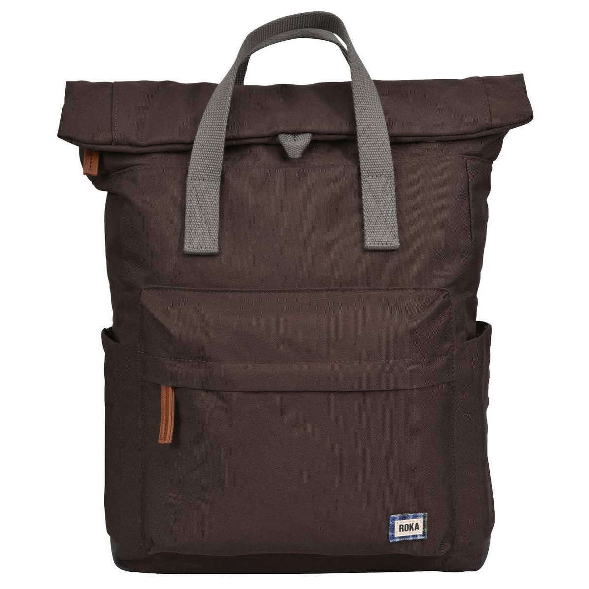 Roka Canfield B Medium Sustainable Canvas Flannel Backpack - Dark Chocolate Brown