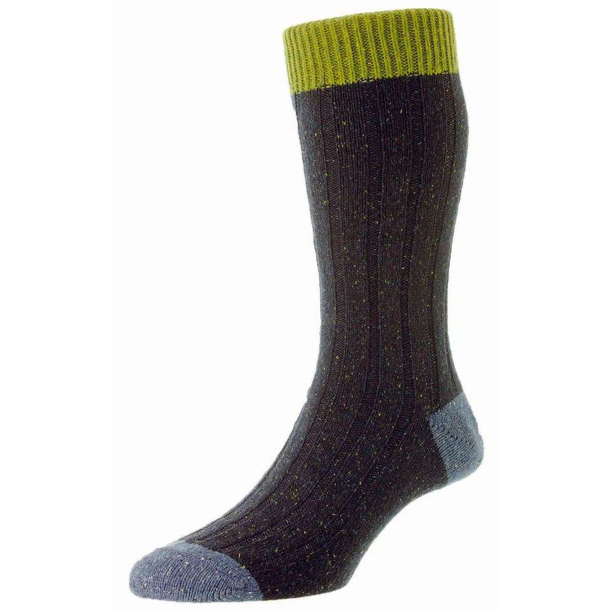 Scott Nichol Thornham Merino and Silk Socks - Navy Fleck