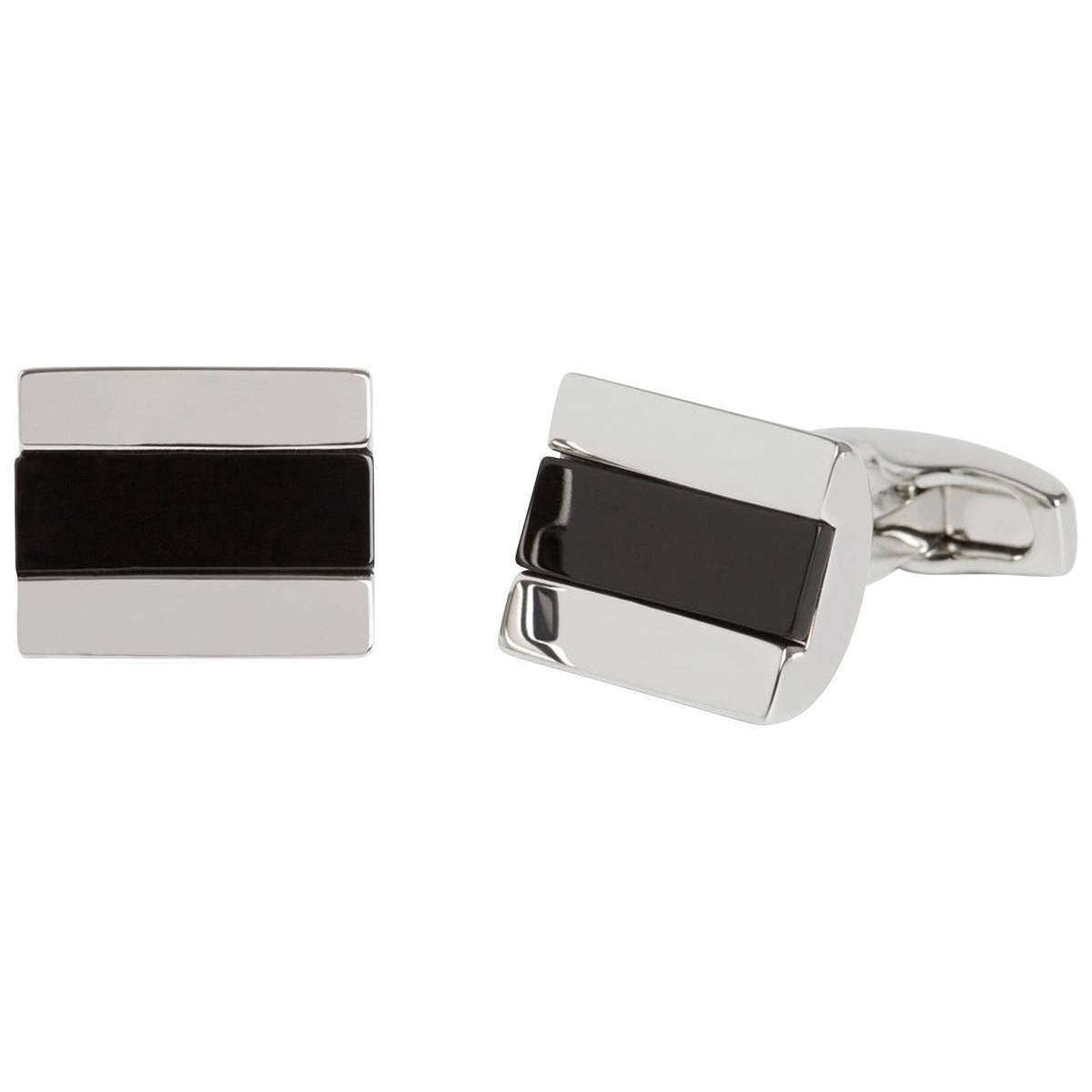 Simon Carter Chunky Half Barrel Onyx Cufflinks - Black/Silver